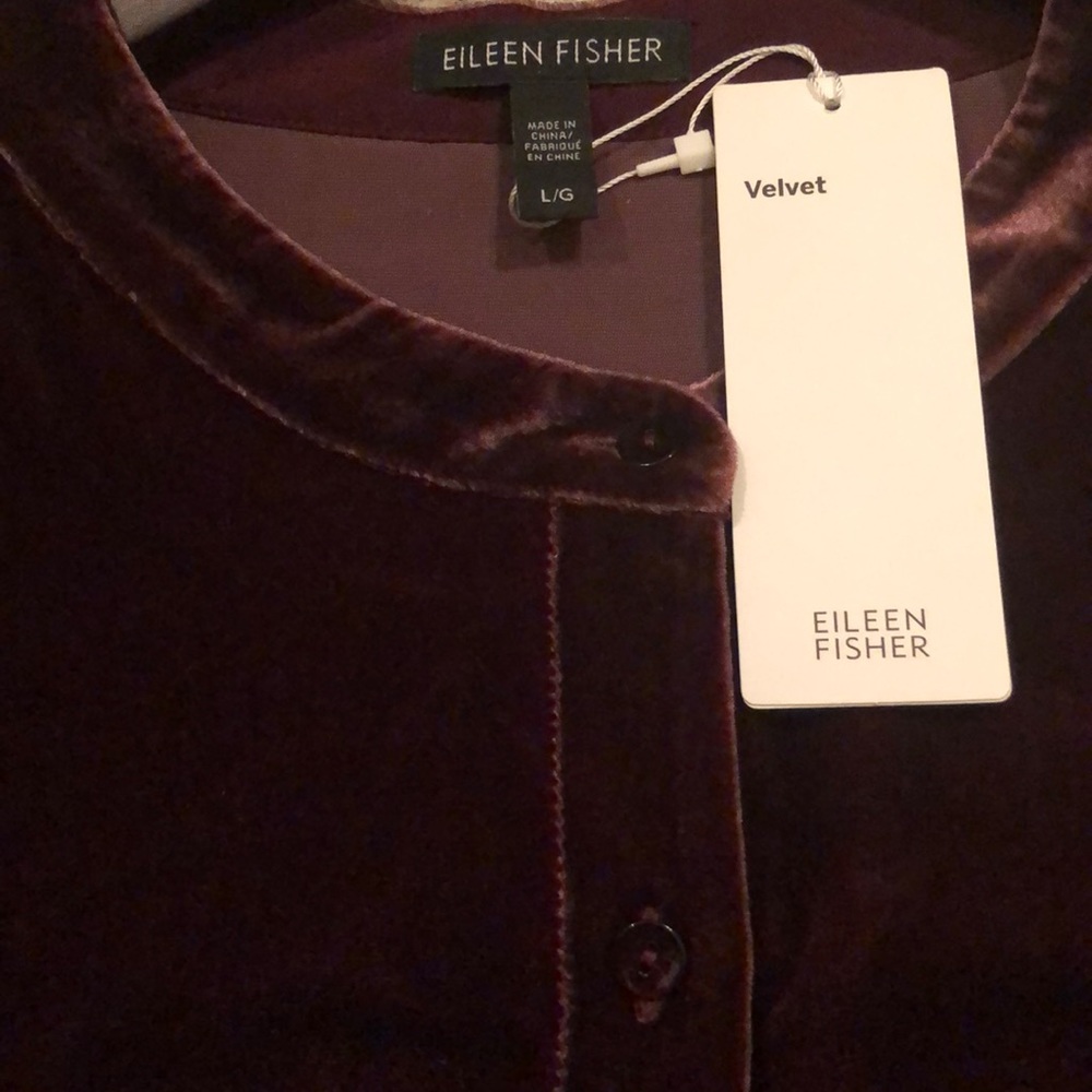 ❌SOLD❌NWT EILEEN FISHER Cassis Silk Velvet Shirt Dress Size L - Picture 8 of 16